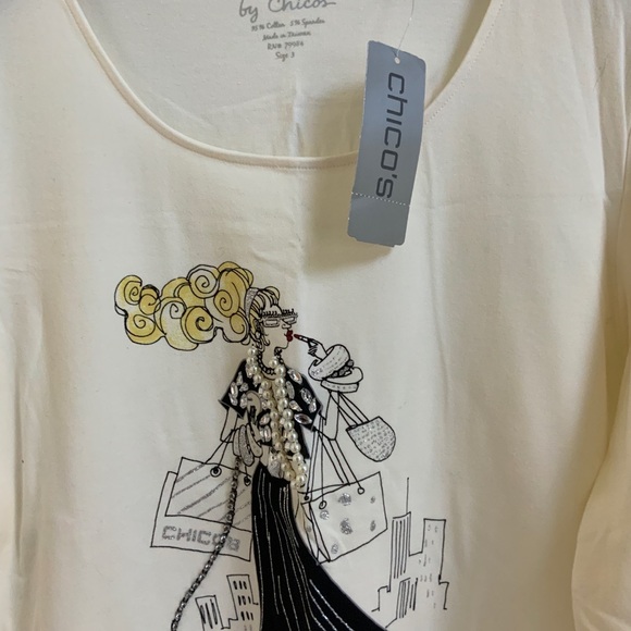 Chico’s fun top size 3 - Picture 2 of 4